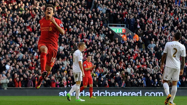 Philippe Coutinho liverpool gol swansea (Foto: Agência Getty Images)