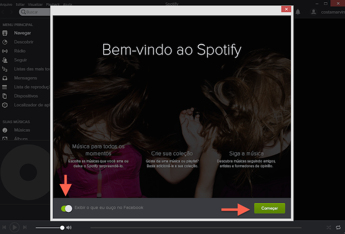 Iniciando a utilização do Spotify (Foto: Reprodução/Marvin Costa)