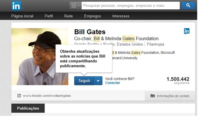 Novidade para "seguir" chegou ao LinkedIn em inglês (Foto: Reprodução/Aline Jesus) Novidade para "seguir" chegou ao LinkedIn em inglês (Foto: Reprodução/Aline Jesus)