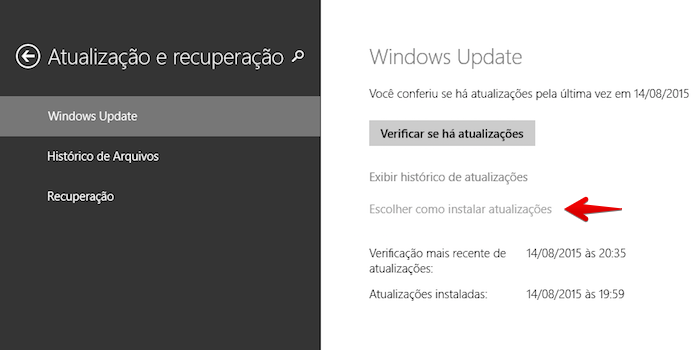 Abra as configurações do Windows Update (Foto: Reprodução/Helito Bijora)