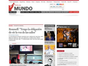 'Clarín' destaca o discurso da presidente: 'Tenho a obrigação de ouvir a voz das ruas' (Foto: Reprodução)