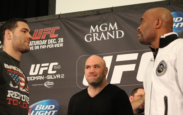 Anderson Silva e Chris Weidman encarada UFC Las Vegas (Foto: Evelyn Rodrigues)