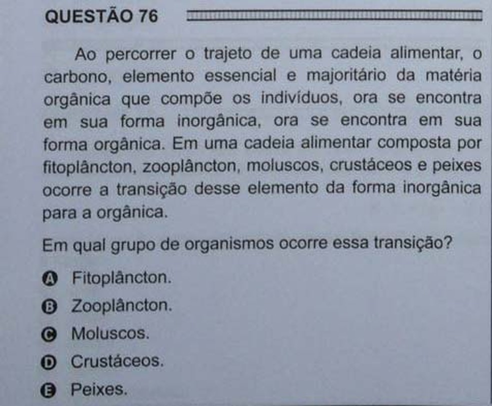 ENEM 2016 - 1º DIA - PROVA BRANCA - QUESTÃO 76 (Foto: G1 )