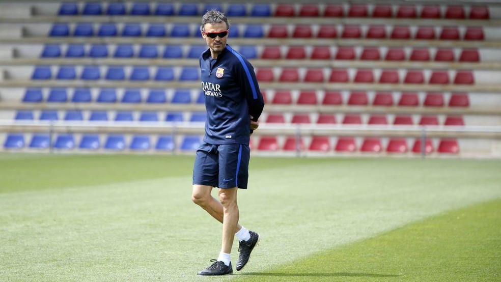 Luis Enrique faz a sua última partida à frente do Barcelona no Camp Nou (Foto: Reprodução Twitter)