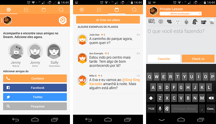 Swarm traz parte das funções do Foursquare e já pode ser baixado para Android e iOS (Foto: Reprodução/Paulo Alves)