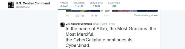 Reprodução de mensagem deixada por hackers no Twitter do Comando Central dos Estados Unidos, invadido nesta segunda-feira (Foto: Reprodução/Twitter/U.S. Central Command)