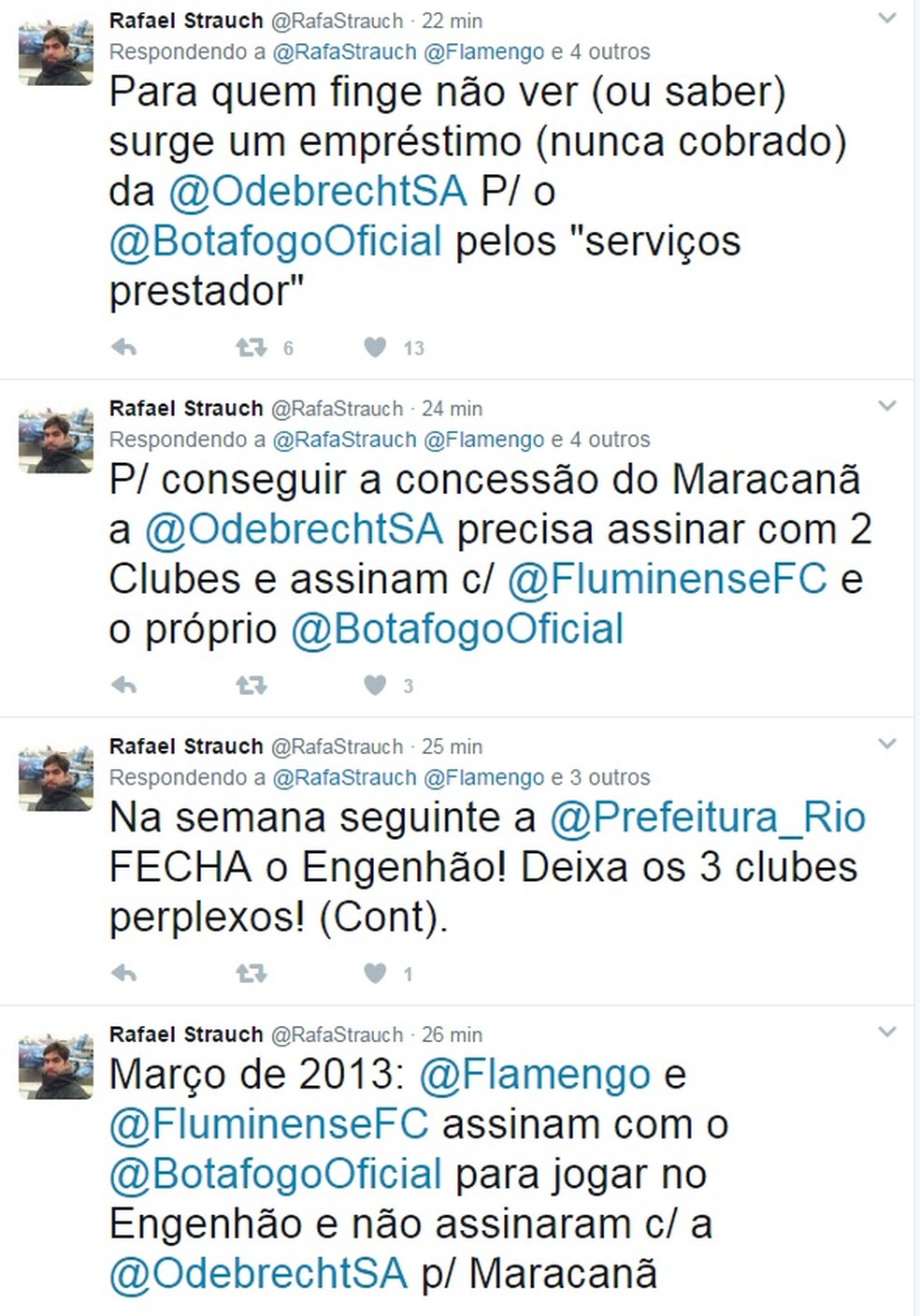 Rafael Strauch faz postagens acusando o Botafogo de receber empréstimo por 