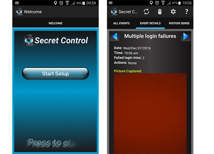 Aplicativo Secret Control tem registro completo de acesso ao celular (Foto: Reproduo/Barbara Mannara)