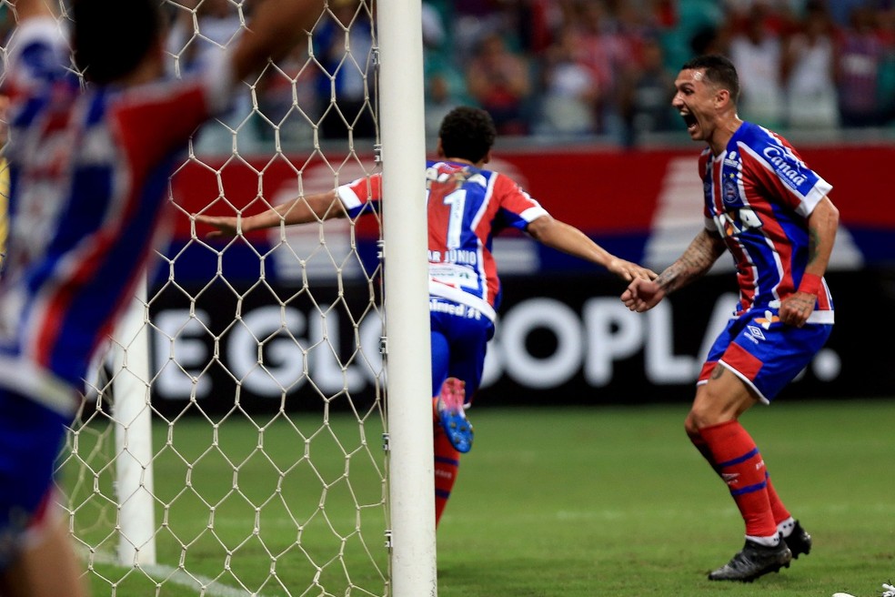 Edigar Junio comemora gol marcado contra o Cruzeiro (Foto: Felipe Oliveira/Divulgação/EC Bahia)