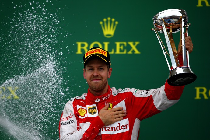 Sebastian Vettel no pódio do GP dos EUA (Foto: Getty Images)