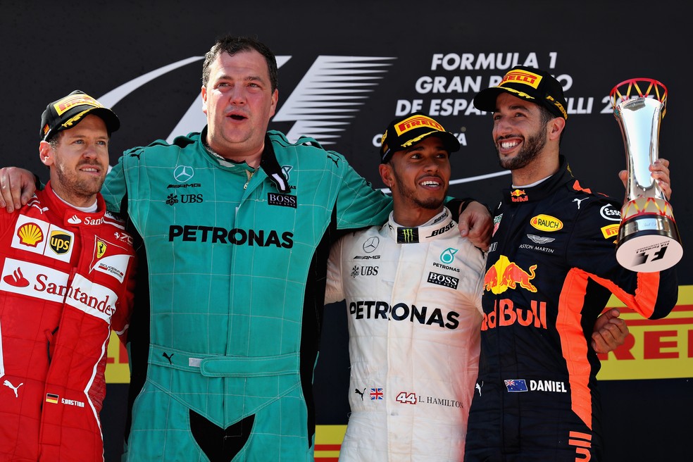 Pódio GP da Espanha de 2017 (Foto: Getty Images)