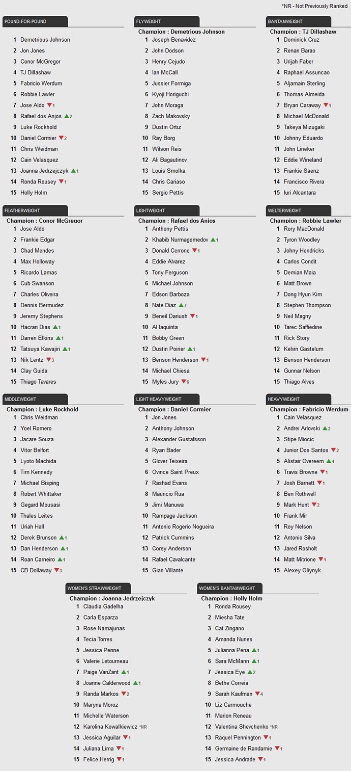 Ranking UFC - 22-12-2015 (Foto: ufc.com)
