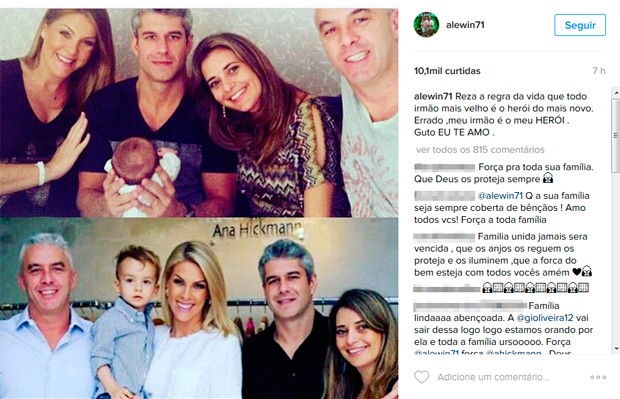 Marido de Ana Hickmann chamou irmão de herói em postagem na internet (Foto: Instagram/Reprodução)