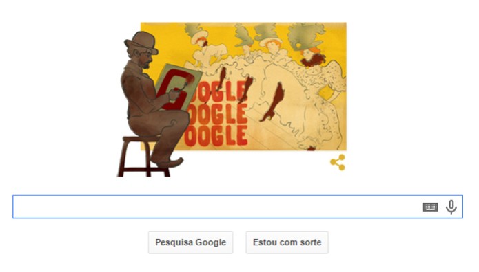Henri de Toulouse-Lautrec é o homenageado do Doodle do dia (Foto: Reprodução / Google) Henri de Toulouse-Lautrec é o homenageado do Doodle do dia (Foto: Reprodução / Google)