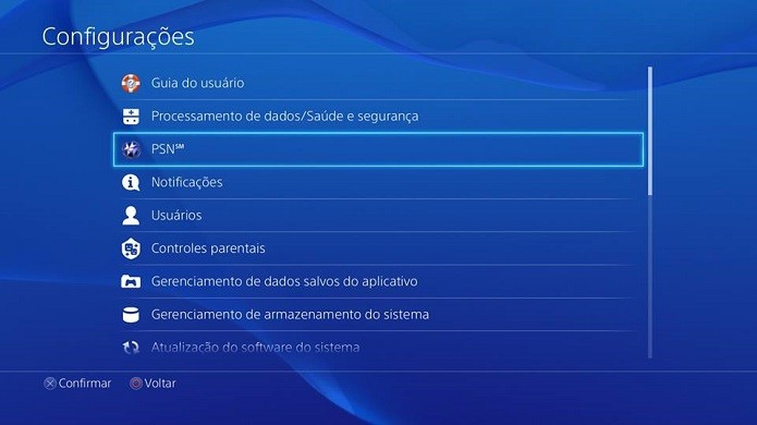 Acesse as propriedades da PSN (Foto: Thiago Barros/Reprodução)