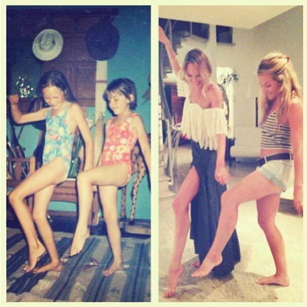 Candice e a amiga fazem a mesma pose 17 anos depois (Foto: Reprodução/Instagram)