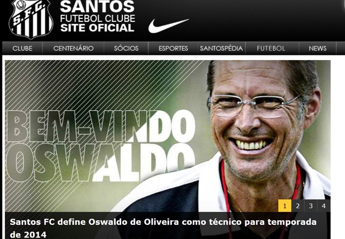 Santos anúncio Oswaldo de Oliveira técnico (Foto: Reprodução / Site oficial Santos FC)