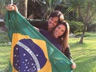Grávida, Patrícia Abravanel torce com o namorado: 'Gol neles Brasil'