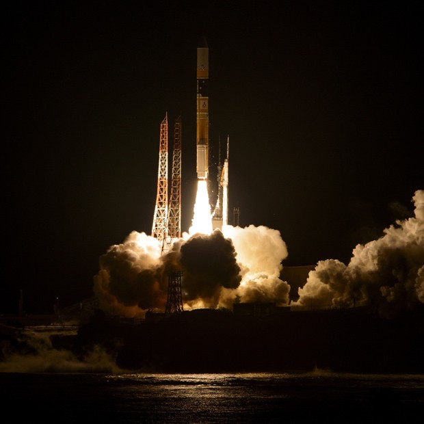  Foto da Nasa mostra foguete japonês H2A sendo lançado com o GPM a bordo (Foto: AFP Photo/Nasa/Bill Ingalls)