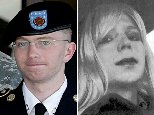 Bradley Manning como soldado e, ao lado, vestido de mulher. (Foto: Reprodução/Globo News/AP) Bradley Manning como soldado e, ao lado, vestido de mulher. (Foto: Reprodução/Globo News/AP)