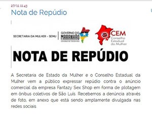 Nota de repúdio divugada do site da Semu (Foto: Reprodução/Site da Semu)