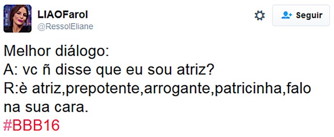 Renan apoio - criticando a ana paula - twitter 13_02 (Foto: TV Globo)