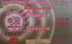 Ingresso Grêmio Náutico Batalha dos Aflitos (Foto: Arquivo Pessoal)