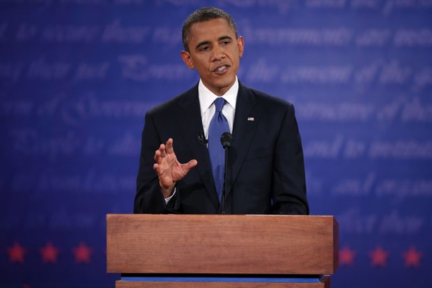 O presidente dos EUA, Barack Obama, durante o debate desta quarta (3) (Foto: AFP)