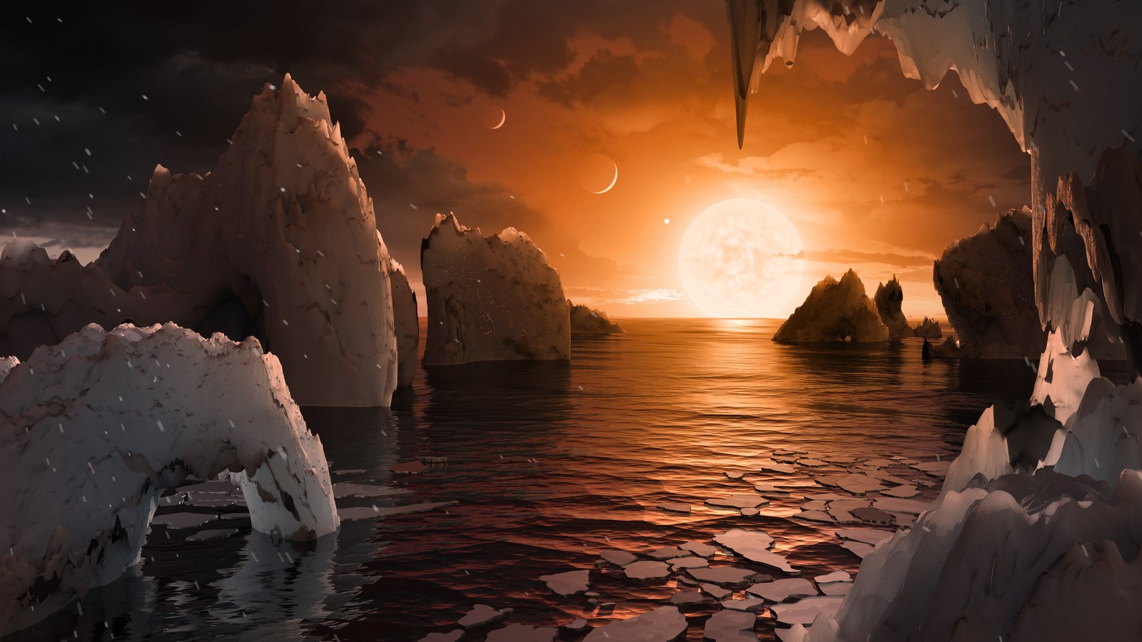 Ilustração com o conceito de como pode ser a superfície da TRAPPIST-1 (Foto: NASA / JPL-Caltech)