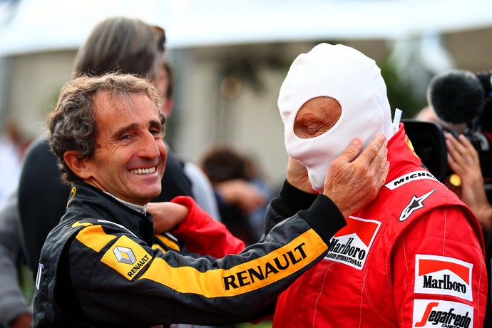 Alain Prost e Niki Lauda em evento durante fim de semana do GP da Áustria (Foto: Getty Images)