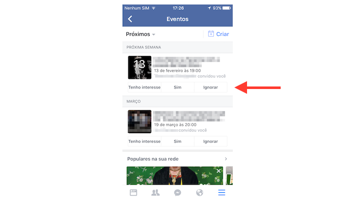 Mostrando interesse, aceitando ou recusando um convite de evento no Facebook para iPhone (Foto: Reprodução/Marvin Costa)