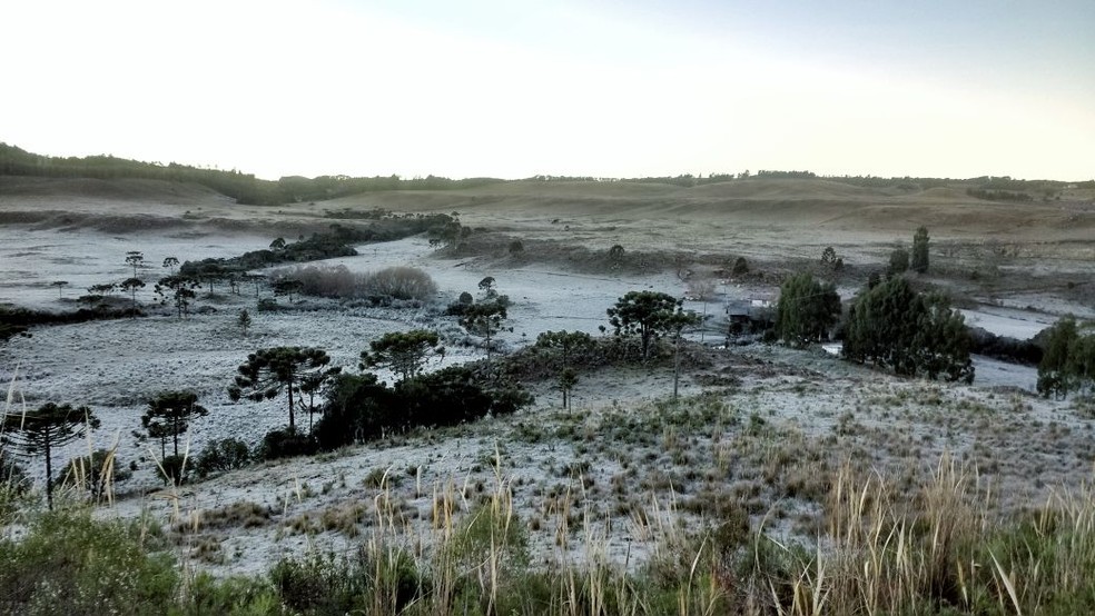 S&atilde;o Joaquim registrou -0,9&ordm;C nesta segunda-feira (26) (Foto: Mycchel Hudsonn Legnaghi/S&atilde;o Joaquim Online)