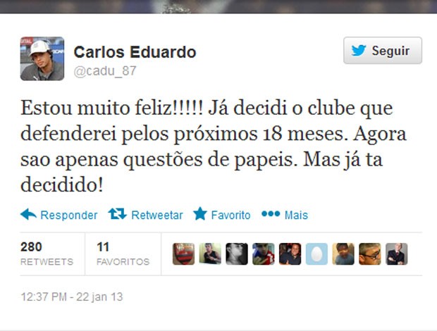 Carlos Eduardo Twitter (Foto: Reprodução / Twitter)