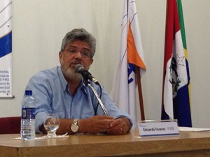 Candidato Eduardo Tavares fala sobre sua candidatura (Foto: Natália Souza/G1)