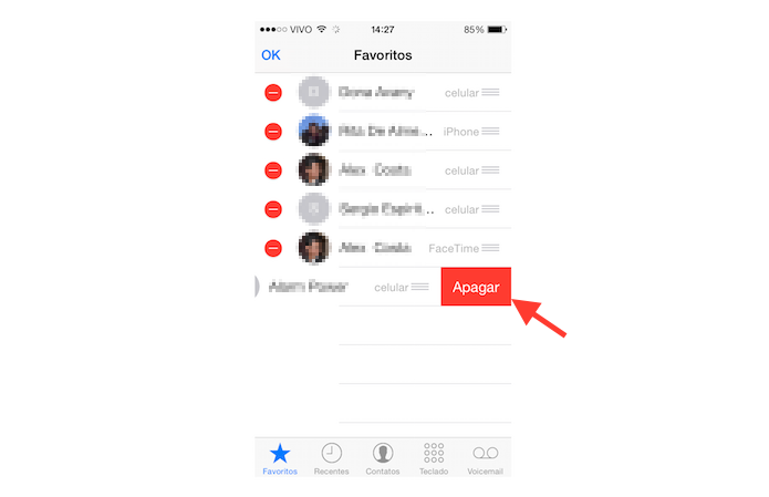 Retirando um contato da lista de favoritos do iPhone (Foto: Reprodução/Marvin Costa)