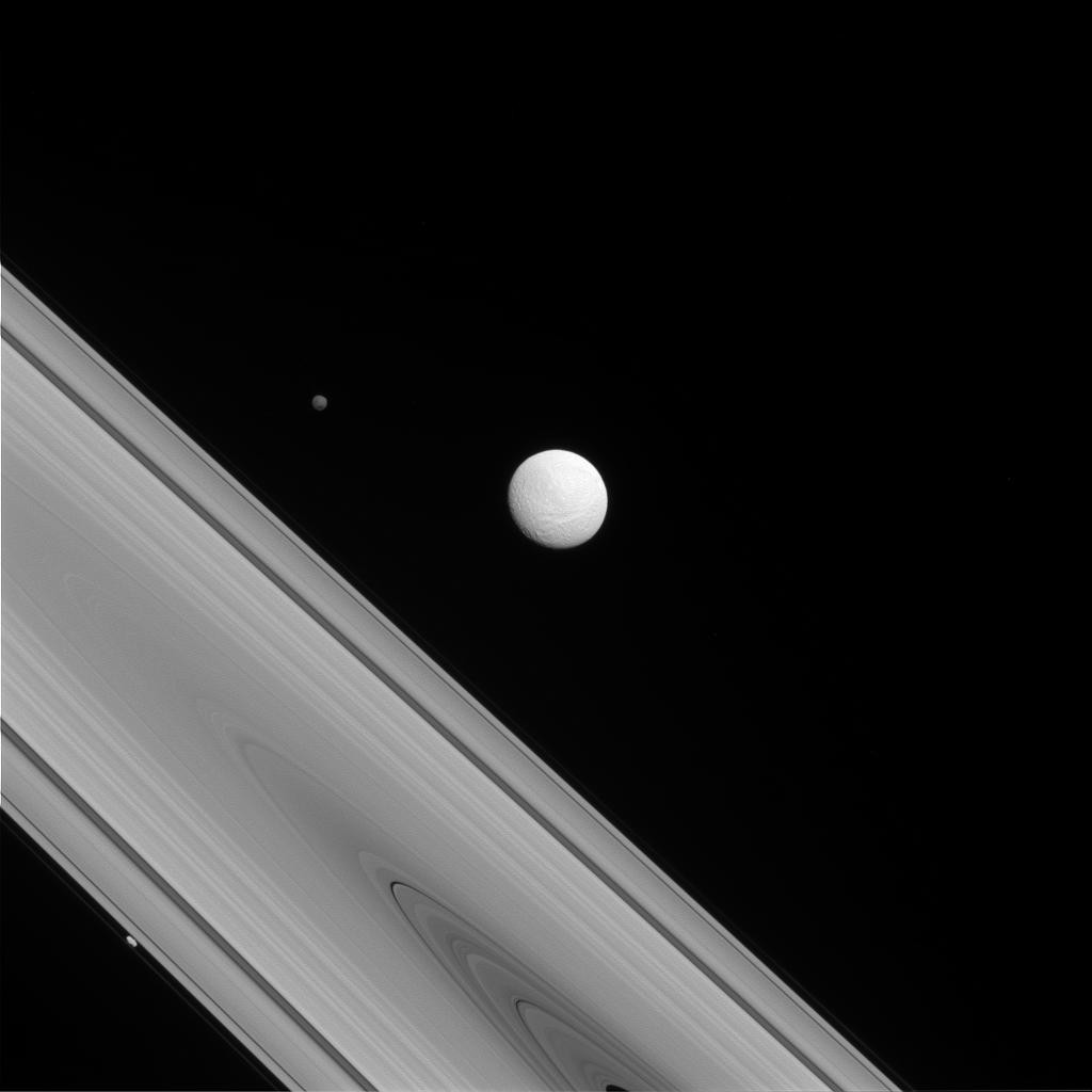 A lua Tétis e os anéis de Saturno