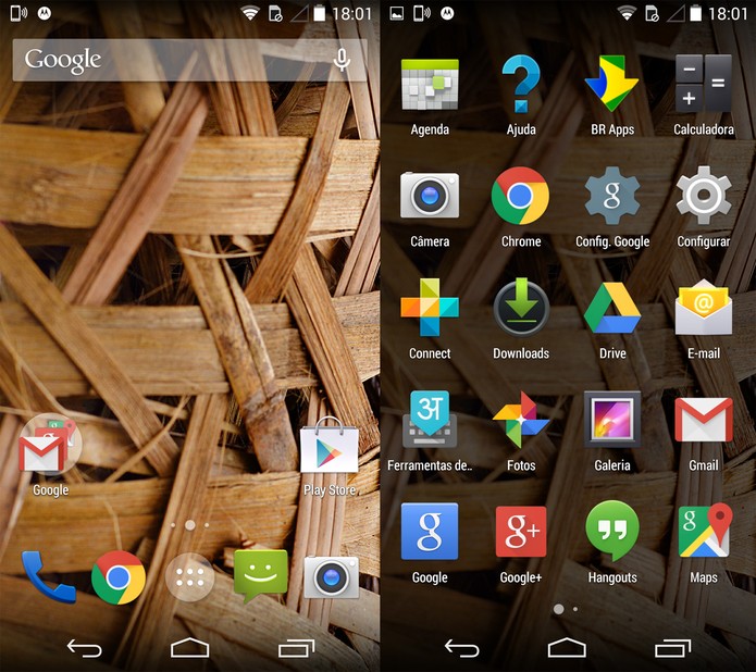 Interface do Moto X com Google Now Launcher (Foto: Reprodução) Interface do Moto X com Google Now Launcher (Foto: Reprodução)