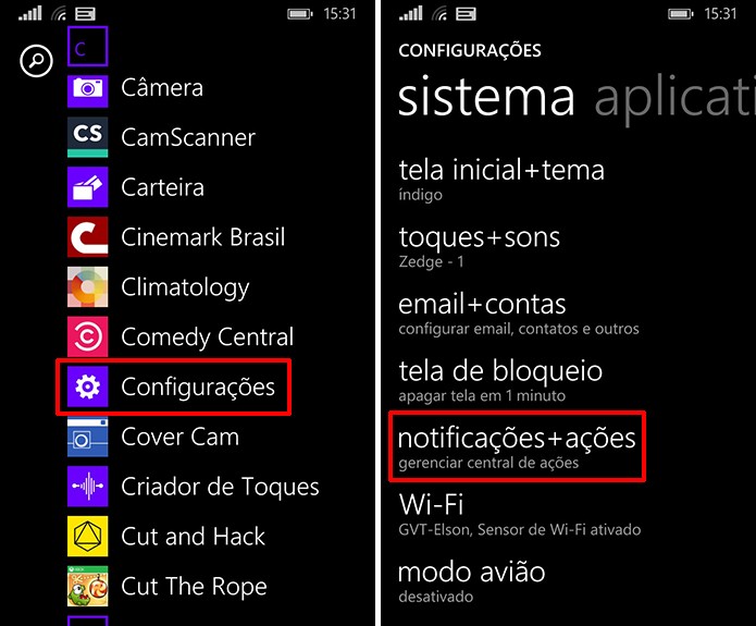 Windows Phone pode ter notificações personalizadas a partir das configurações do sistema (Foto: Reprodução/Elson de Souza)