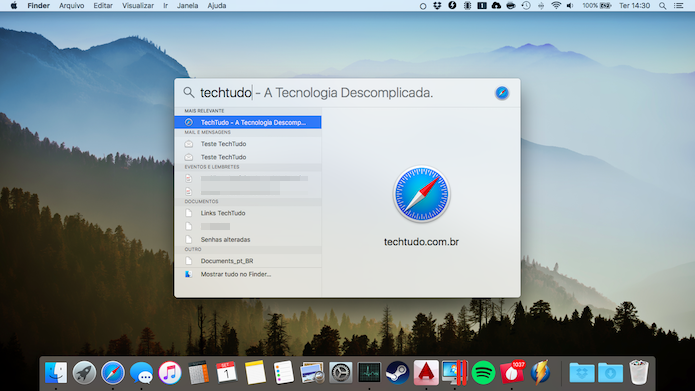 Spotlight faz busca em todos os arquivos do Mac (Foto: Reprodução/Helito Bijora)