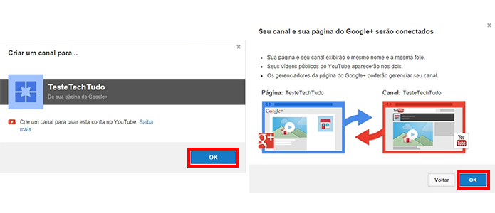 Confirme a conexão da página com a conta do YouTube (Foto: Reprodução/Paulo Alves)