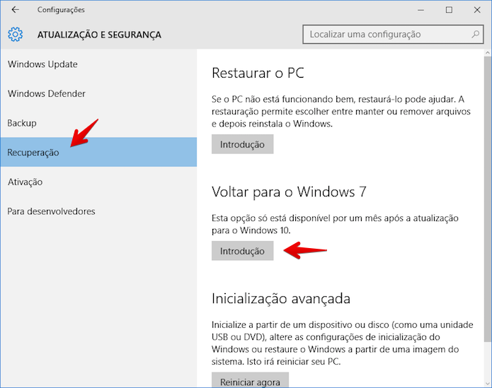 Acessando o assistente de desinstalação do Windows 10 (Foto: Reprodução/Helito Bijora) 