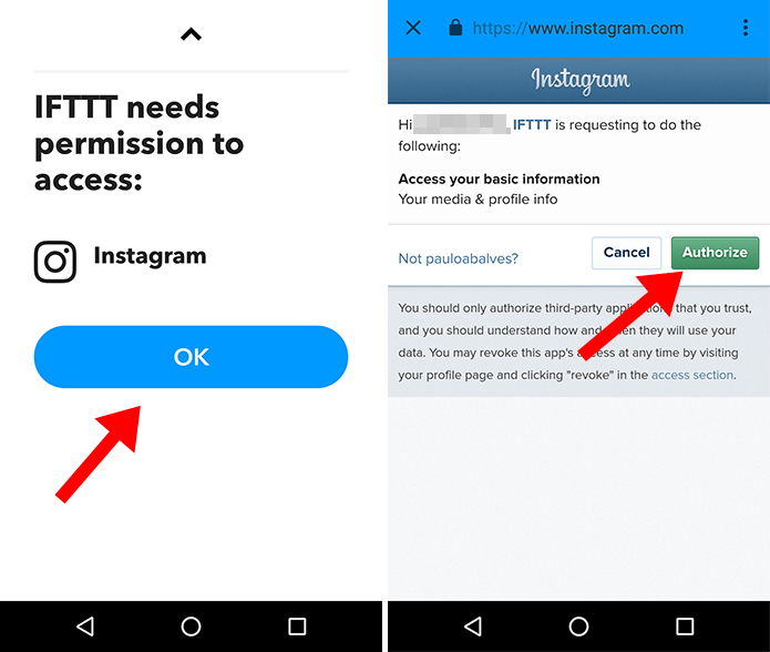 Faça login nas suas contas do Instagram e Twitter (Foto: Reprodução/Paulo Alves)