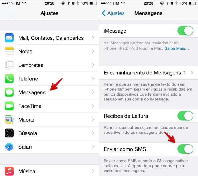 Habilitando o envio automático de SMS (Foto: Reprodução/Helito Bijora)