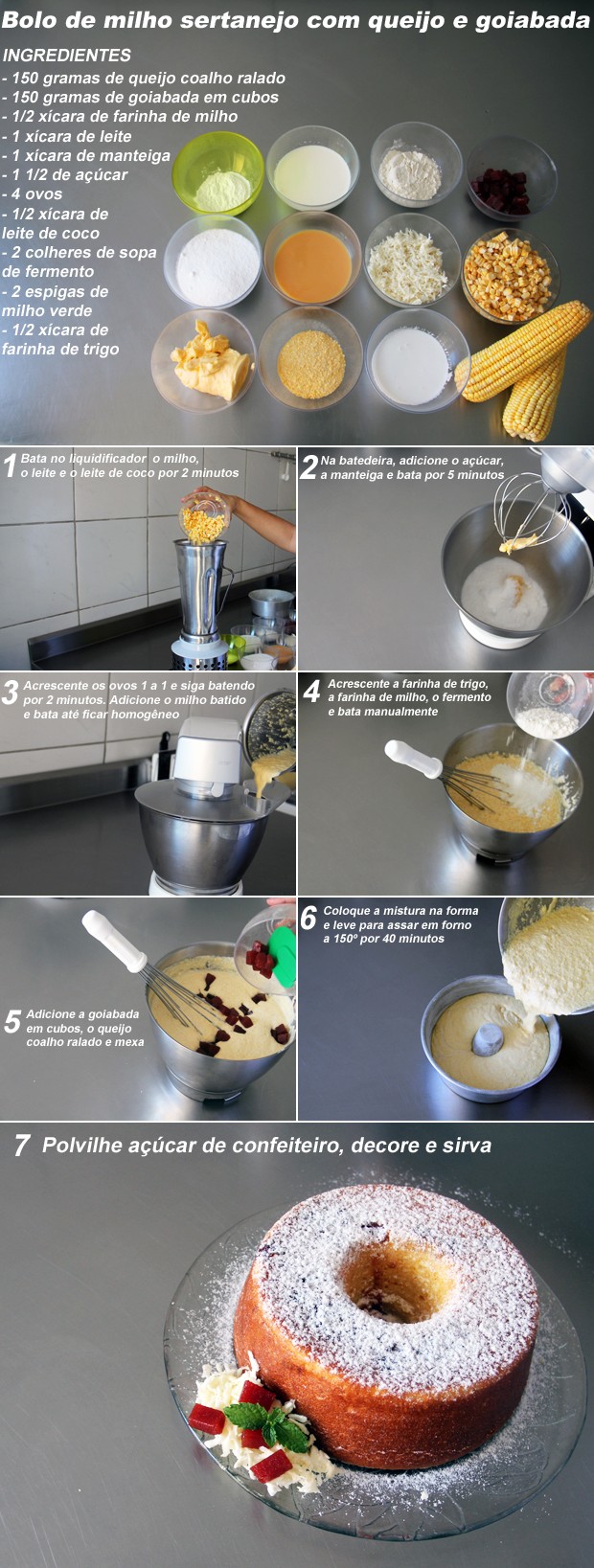 arte da receita de bolo de milho (Foto: Ilo Aguiar/G1 CE)