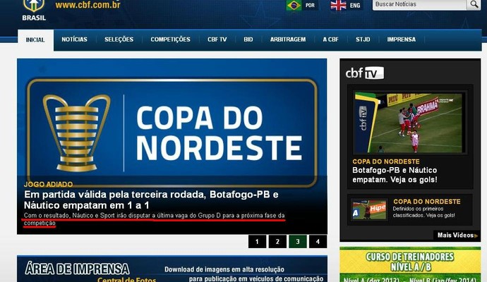CBF elimina Botafogo-PB, CBF, Botafogo-PB, Copa do Nordeste (Foto: Reprodução / CBF)
