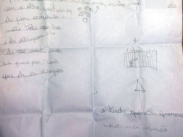 Menina escreve carta e denuncia que pai estupra as 2 irmãs dela em MT (Foto: Divulgação/PM)