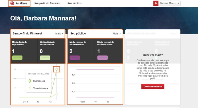 Veja um resumo dos dados na tela inicial das Análises (Foto: Reprodução/Barbara Mannara)