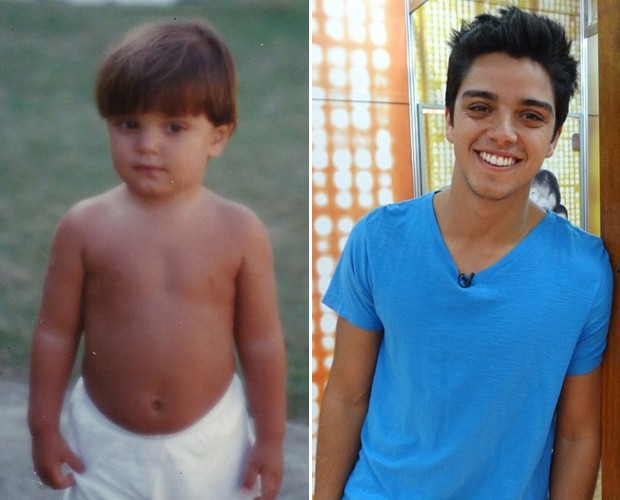 Rodrigo Simas quando criança e hoje: melhorou? (Foto: Domingão do Faustão/TV Globo)