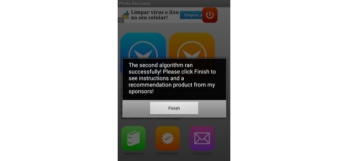 Caixa de diálogo mostra que recuperação de fotos no Moto G foi concluída (Foto: Reprodução/Raquel Freire)