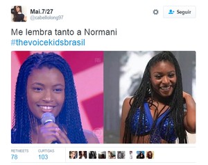 Tweet Malu Cavalcanti x Normani Kordei Fifth Harmony The Voice Kids (Foto: Reprodução Redes Sociais)